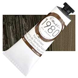 Gamblin 1980 Oil Paint - Raw Umber, 37 ml tube and swatch