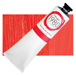 Gamblin 1980 Oil Paint - Cadmium Red Medium, 150 ml tube and swatch