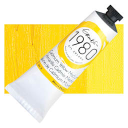 Gamblin 1980 Oil Paint - Cadmium Yellow Medium, 37 ml tube and swatch