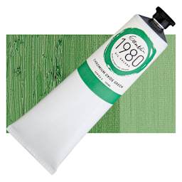 Gamblin 1980 Oil Paint - Chromium Oxide Green, 150 ml tube and swatch