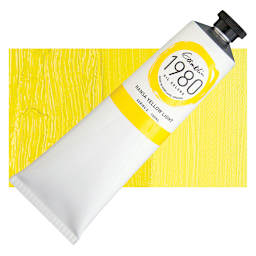 Gamblin 1980 Oil Paint - Hansa Yellow Light, 150 ml tube and swatch