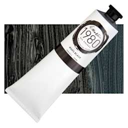 Gamblin 1980 Oil Paint - Mars Black, 150 ml tube and swatch