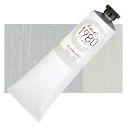 Gamblin 1980 Oil Paint - Neutral Gray, 150 ml tube and swatch