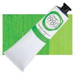 Gamblin 1980 Oil Paint - Permanent Green Light, 150 ml tube and swatch