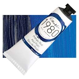 Gamblin 1980 Oil Paint - Phthalo Blue, 37 ml tube and swatch