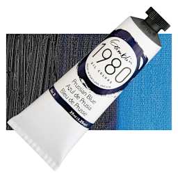 Gamblin 1980 Oil Paint - Prussian Blue, 37 ml tube and swatch