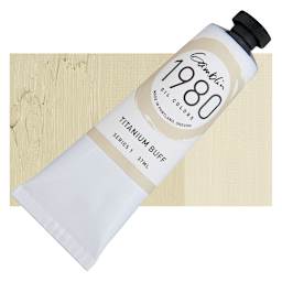 Gamblin 1980 Oil Paint - Titanium Buff, 37 ml tube and swatch