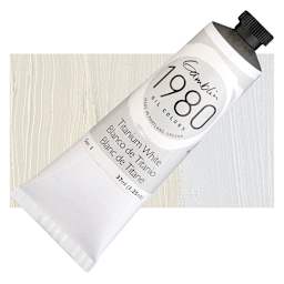 Gamblin 1980 Oil Paint - Titanium White, 37 ml tube and swatch