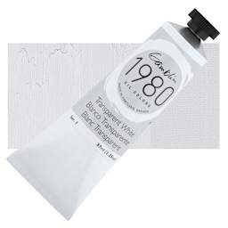 Gamblin 1980 Oil Paint - Transparent White, 37 ml tube and swatch