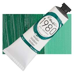 Gamblin 1980 Oil Paint - Viridian, 37 ml tube and swatch