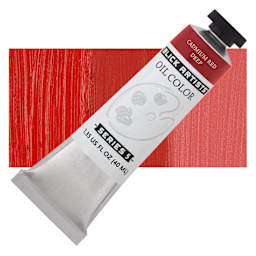 Blick Artists' Oil Paint - Cadmium Red Deep, 40 ml tube and swatch