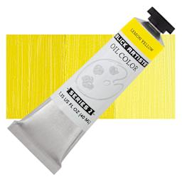 Blick Artists' Oil Paint - Lemon Yellow, 40 ml tube and swatch