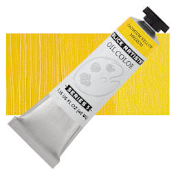 Blick Artists' Oil Paint - Cadmium Yellow Medium, 40 ml tube and swatch