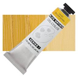 Blick Artists' Oil Paint - Light Yellow Ochre, 40 ml tube and swatch