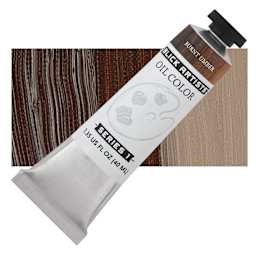 Blick Artists' Oil Paint - Burnt Umber, 40 ml tube and swatch