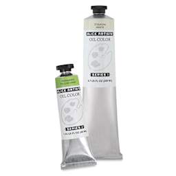 Blick Artists' Oil Paints, Titanium White 200 ml tube and Permanent Yellow Green 40 ml tube