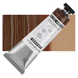 Blick Artists' Oil Paint - Burnt Sienna, 40 ml tube and swatch
