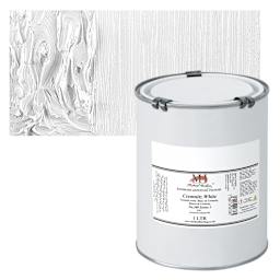 Michael Harding Artists Oil Paint - Cremnitz White (Linseed Oil), 1 Liter and swatch
