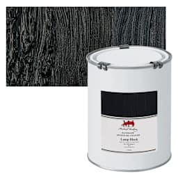 Michael Harding Artists Oil Paint - Lamp Black, 1 Liter and swatch