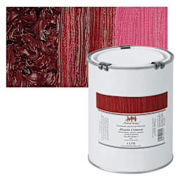 Michael Harding Artists Oil Paint - Alizarin Crimson, 1 Liter and swatch