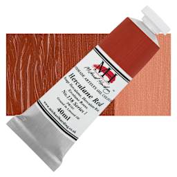 Michael Harding Artists Oil Color - Herculane Red, 40 ml tube and swatch