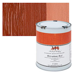 Michael Harding Artists Oil Color - Herculane Red 1 Liter Can and swatch