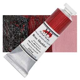 Michael Harding Artists Oil Paint - Rose Madder, 225 ml tube and swatch