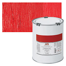Michael Harding Artists Oil Paint - Cadmium Red, 1 Liter and swatch