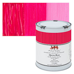 Michael Harding Artists Oil Color - Opera Rose, 1 Liter can and swatch
