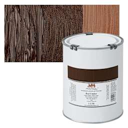 Michael Harding Artists Oil Paint - Red Umber, 1 Liter and swatch