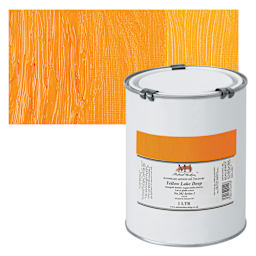 Michael Harding Artists Oil Paint - Yellow Lake Deep, 1 Liter and swatch