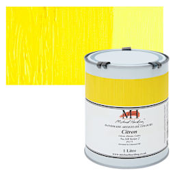 Michael Harding Artists Oil Color - Citron, 1 Liter can and swatch