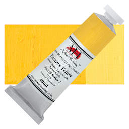 Michael Harding Artists Oil Color - Turners Yellow, 40 ml tube and swatch