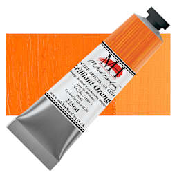 Michael Harding Artists Oil Color - Brilliant Orange, 225 ml tube and swatch