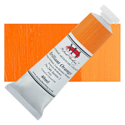 Michael Harding Artists Oil Color - Brilliant Orange, 40 ml tube and swatch