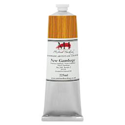 Michael Harding Artists Oil Color - New Gamboge, front of 225 ml tube