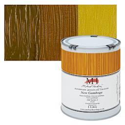 Michael Harding Artists Oil Color - New Gamboge, 1 Liter can and swatch