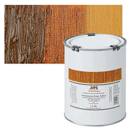 Michael Harding Artists Oil Paint - Transparent Oxide Yellow, 1 Liter and swatch