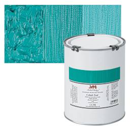 Michael Harding Artists Oil Paint - Cobalt Teal, 1 Liter and swatch