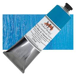 Michael Harding Artists Oil Paint - Phthalo Blue and Titanium White, 225 ml tube and swatch