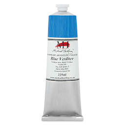 Michael Harding Artists Oil Color - Blue Verditer, front of 225 ml tube