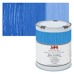 Michael Harding Artists Oil Color - Blue Verditer, 1 Liter can and swatch