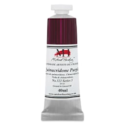 Michael Harding Artists Oil Color - Quinacridone Purple, front of 40 ml tube