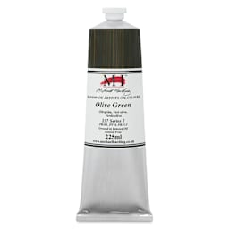 Michael Harding Artists Oil Color - Olive Green, front of 225 ml tube