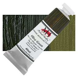 Michael Harding Artists Oil Color - Olive Green, 40 ml tube and swatch