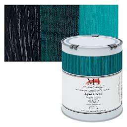 Michael Harding Artists Oil Color - Aqua Green, 1 Liter can and swatch