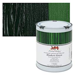 Michael Harding Artists Oil Color - Hookers Green, 1 Liter can and swatch
