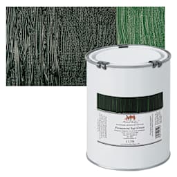 Michael Harding Artists Oil Paint - Permanent Sap Green, 1 Liter and swatch