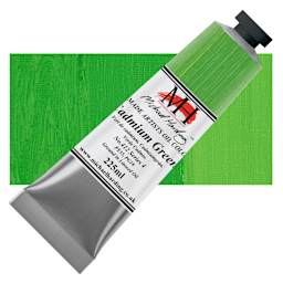 Michael Harding Artists Oil Color - Cadmium Green, 225 ml tube and swatch