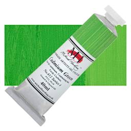 Michael Harding Artists Oil Color - Cadmium Green, 40 ml tube and swatch